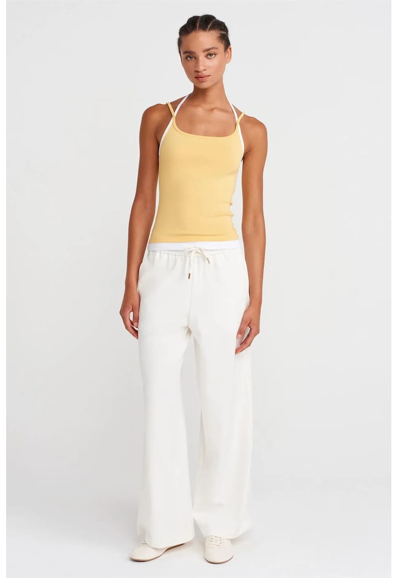 Pantaloni dama - alb - poliester-viscoza-elastan - Alb