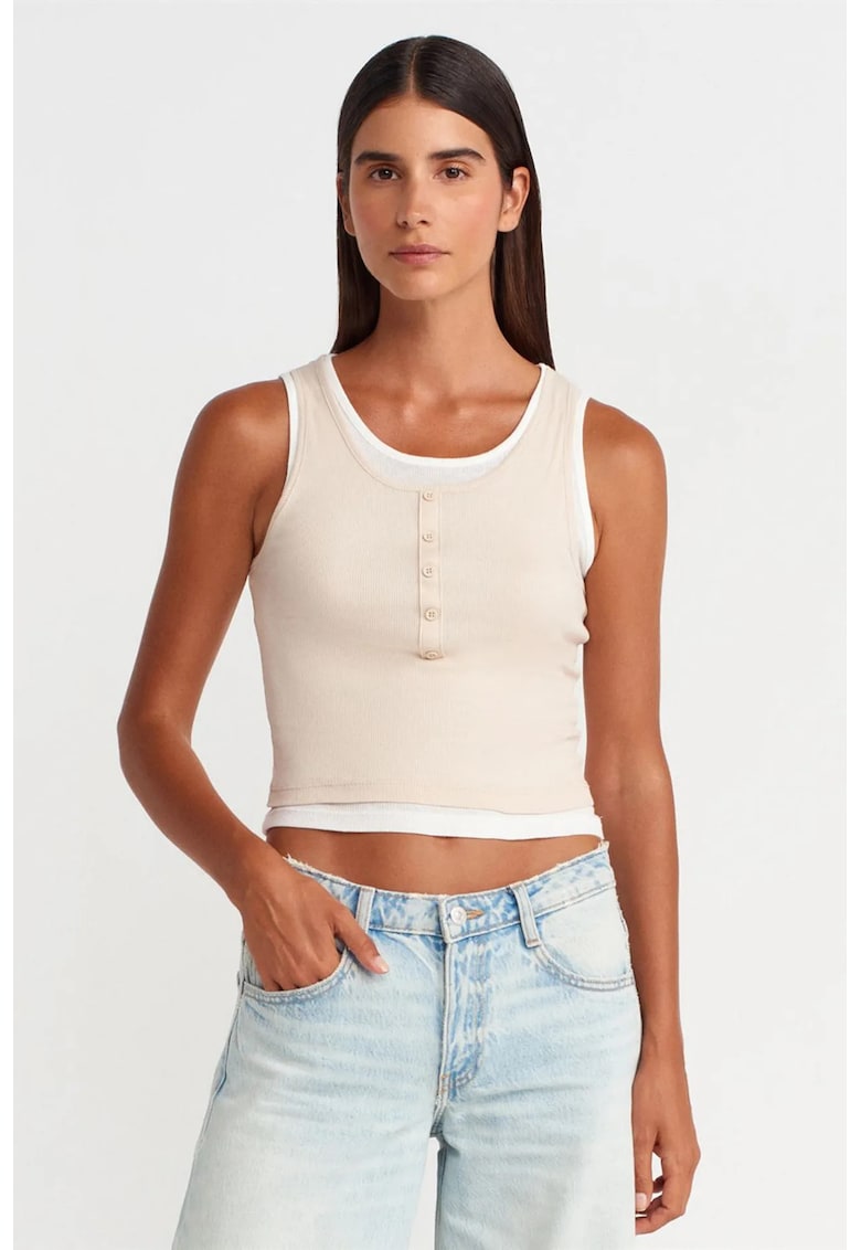 Bluza dama - bluza fara maneci - crem natural - 100% bumbac