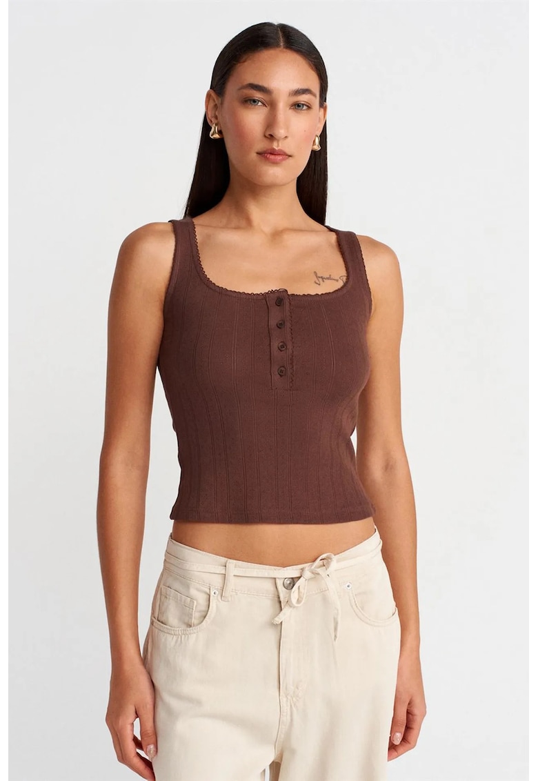 Bluza dama - bluza slim fit - casual - maro nuc - 100% bumbac