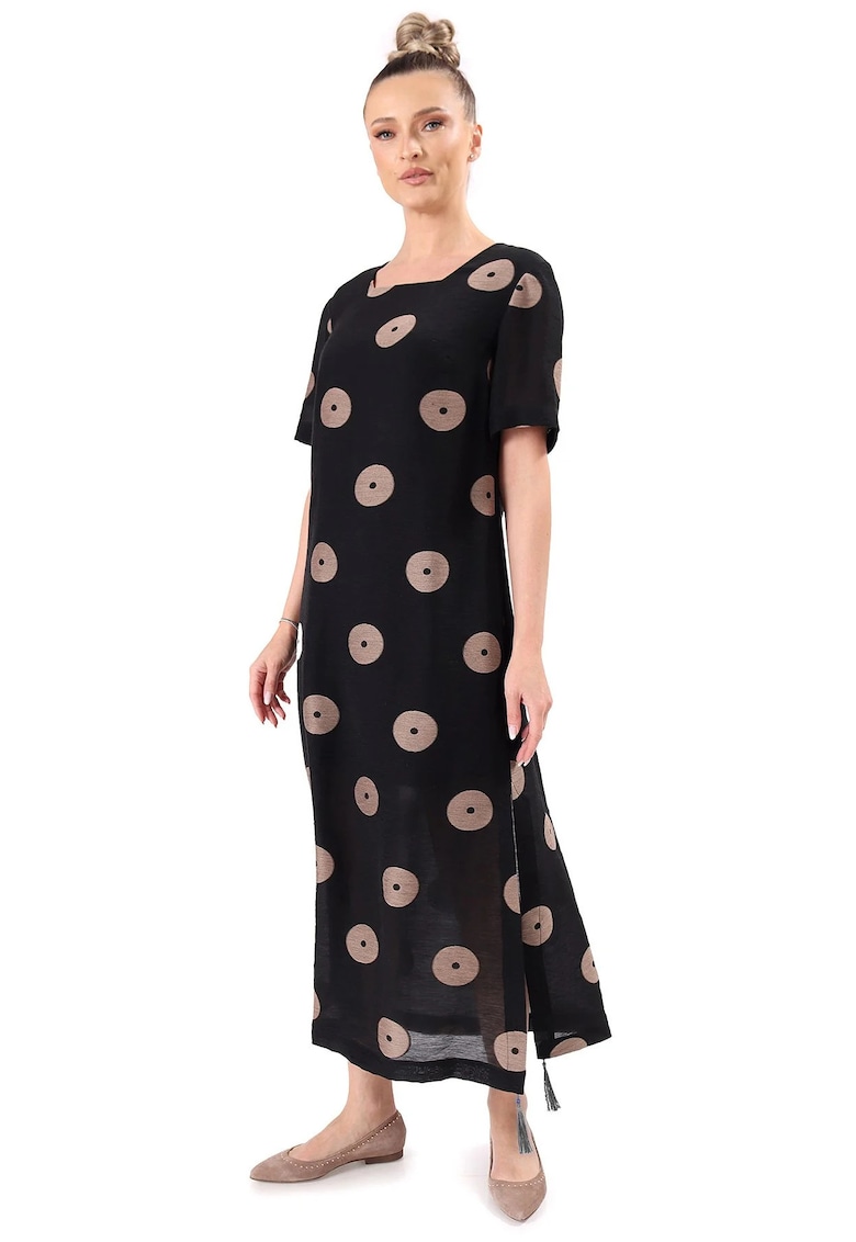 Rochie eleganta lunga din viscoza cu in tip jaquard - Negru
