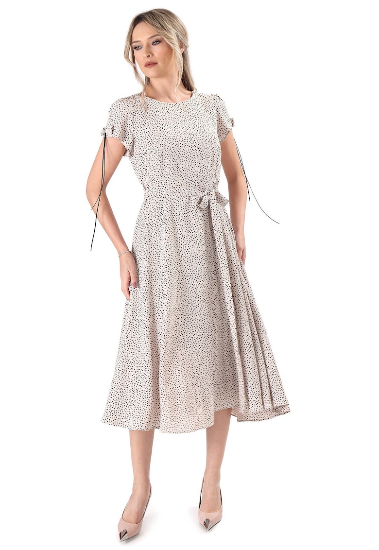 Rochie eleganta din viscoza imprimata cu picouri - Bej