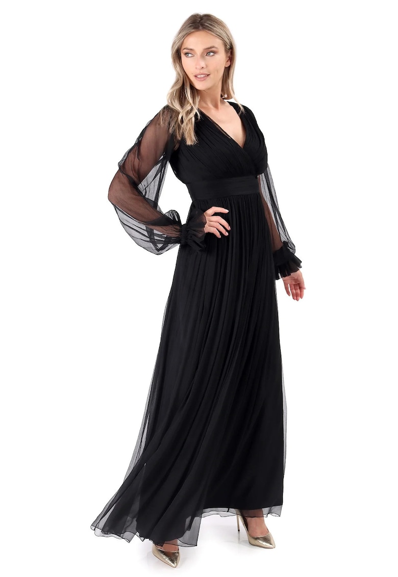 Rochie lunga din voal de matase naturala - Negru