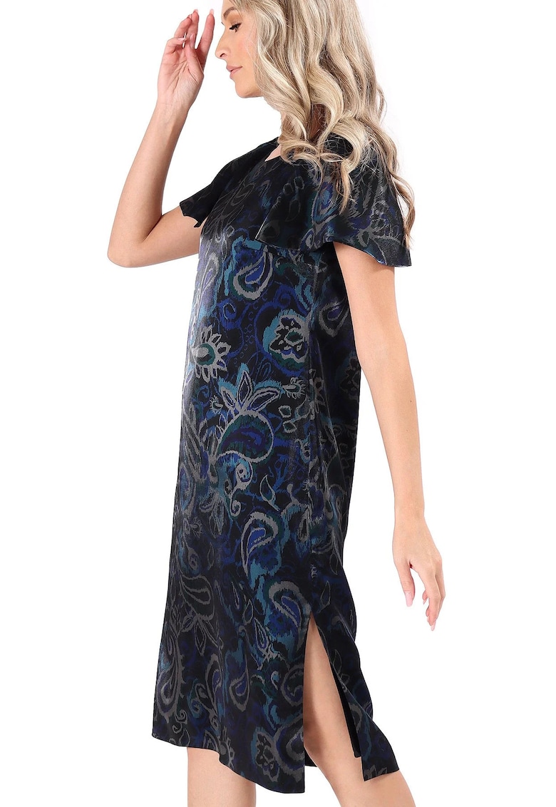 Rochie eleganta cu maneci ample scurte - Bleumarin