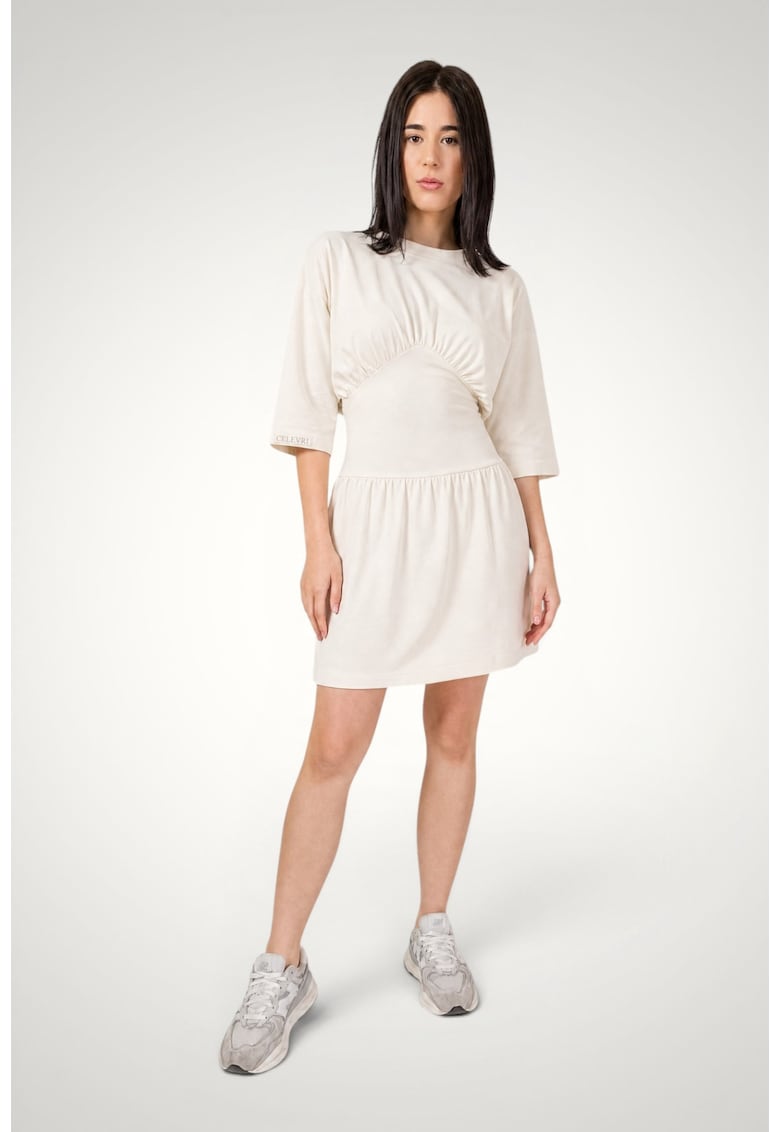 Rochie dama cu corset ajustabil din bumbac premium - Alb murdar