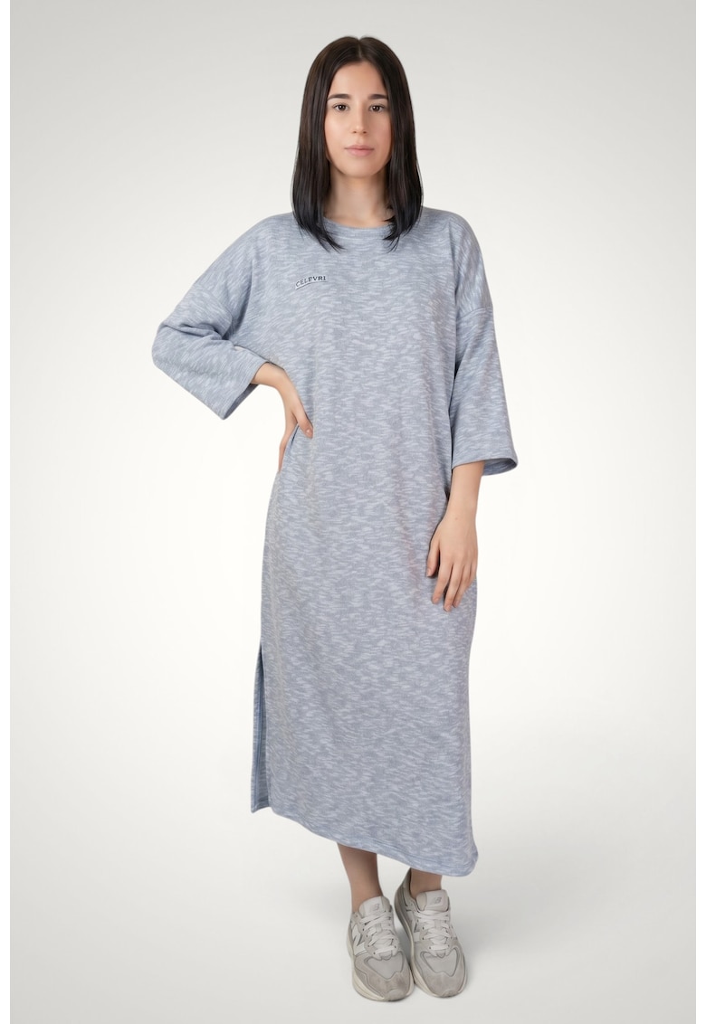 Rochie-tricou dama oversize din bumbac premium - Albastru deschis