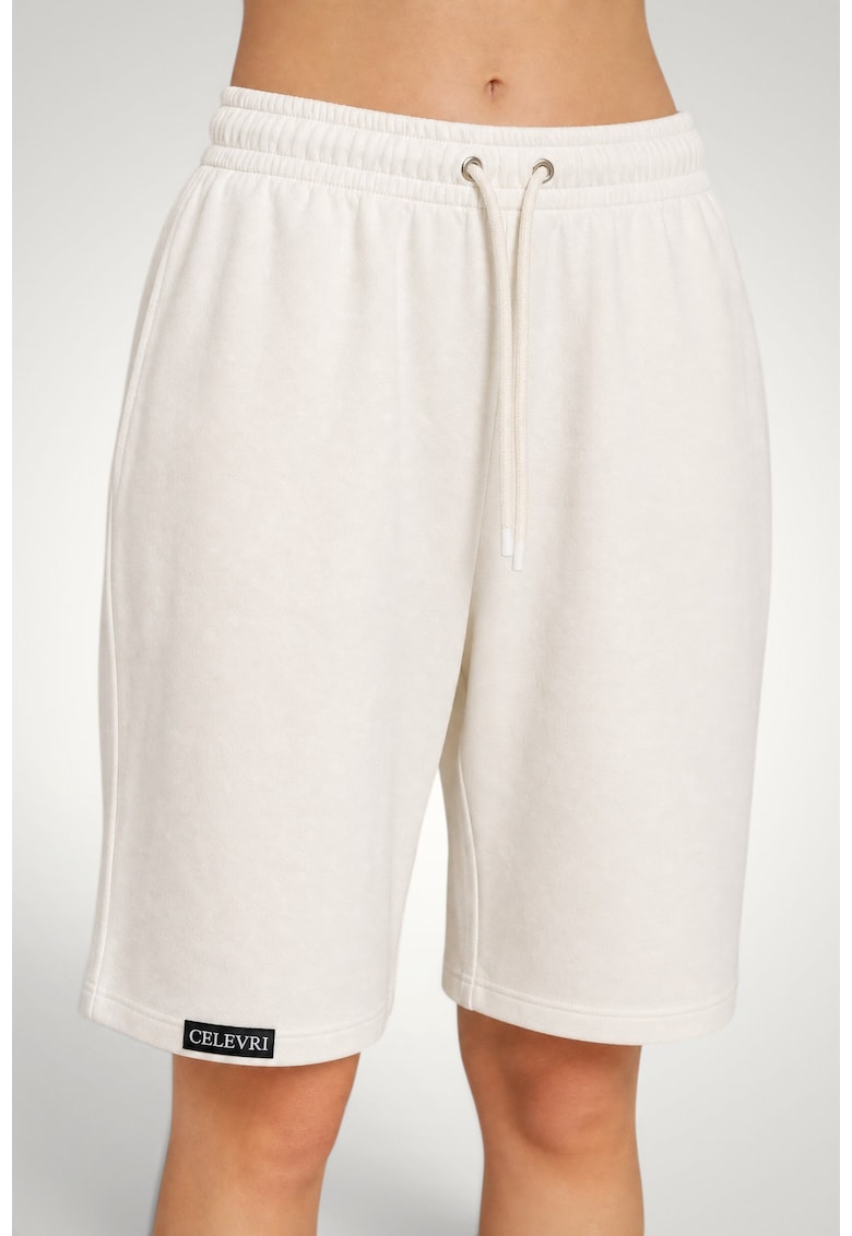Pantaloni scurti de dama - oversize - din bumbac premium - Alb