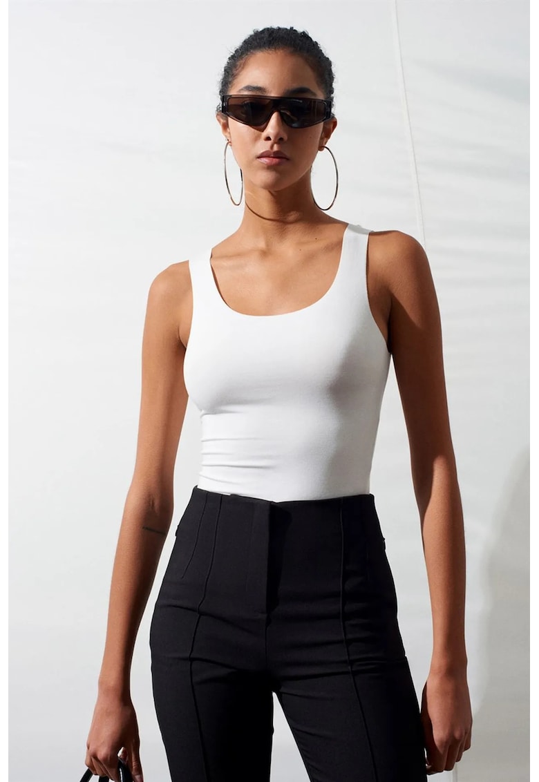 Bluza dama - Cami - elastic - alb - amestec de bumbac