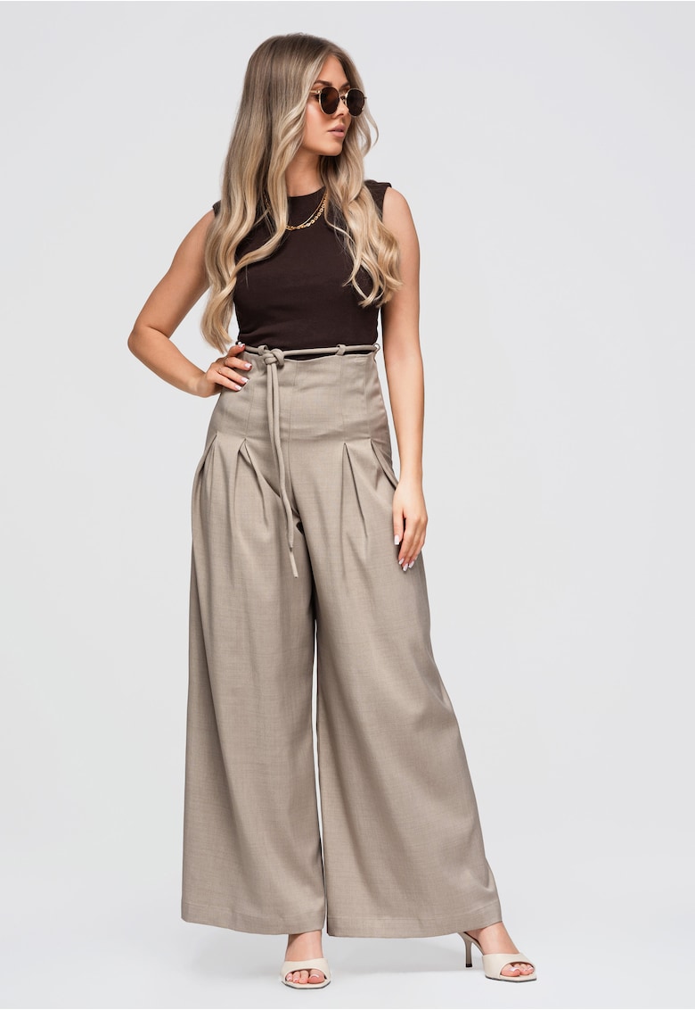 Pantaloni dama confortabili din poliester cu elastan - Bej