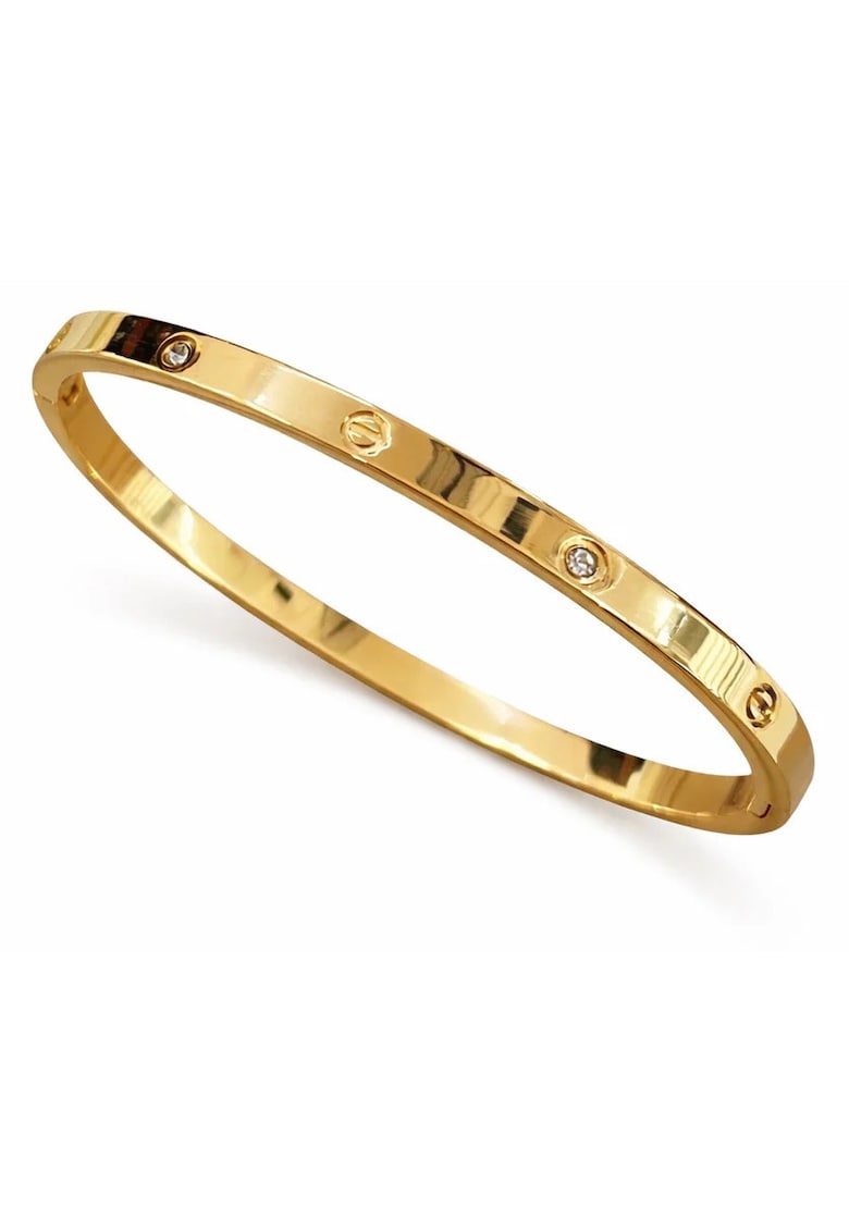 Bratara aurie - tip bangle - din otel inoxidabil - suflata cu aur 18k - cu zirconii - Mirenelle C1