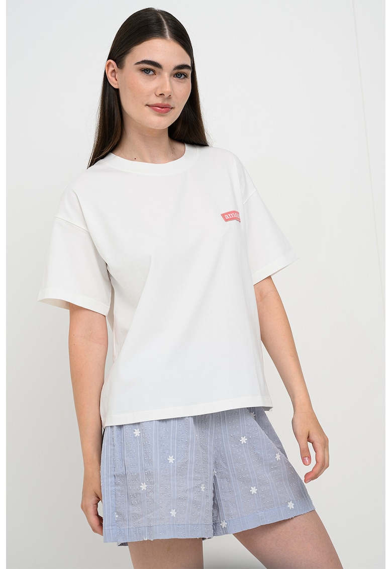 Tricou lejer din amestec de bumbac organic - Verde/Alb optic