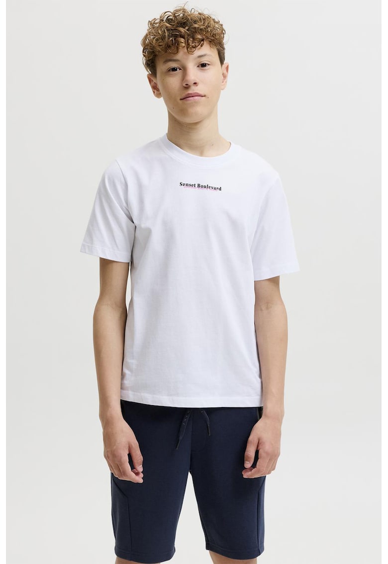 Tricou de bumbac cu imprimeu pe spate - Negru/Violet/Alb optic