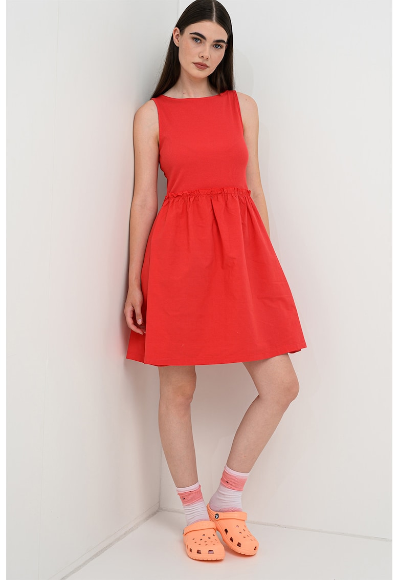 Rochie mini din amestec de bumbac organic - Rosu cireasa