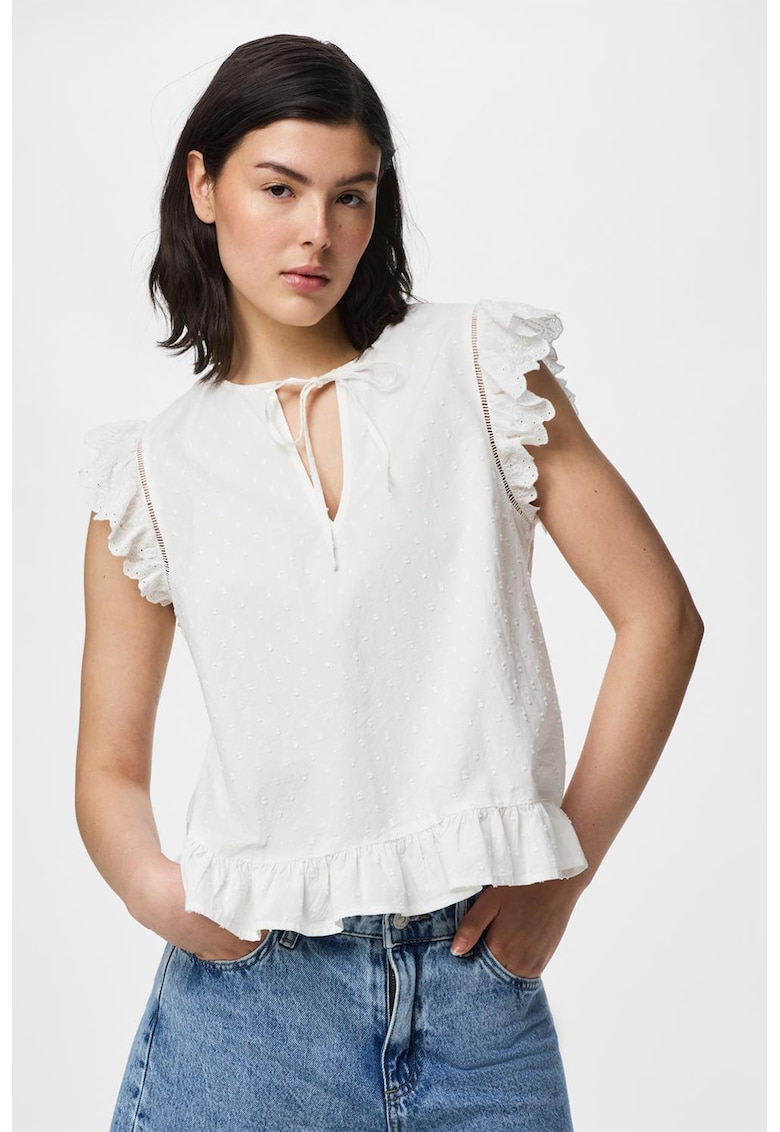 Bluza uni din bumbac organic - Alb