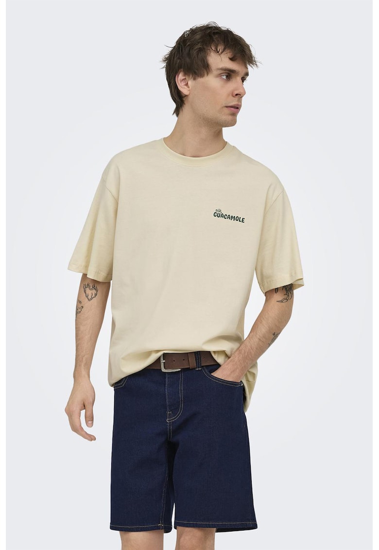 Tricou de bumbac organic Chef Life - Verde/Bej deschis