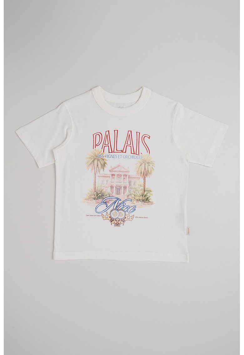 Tricou de bumbac cu imprimeu - Rosu inchis/Alb optic/Verde pastel