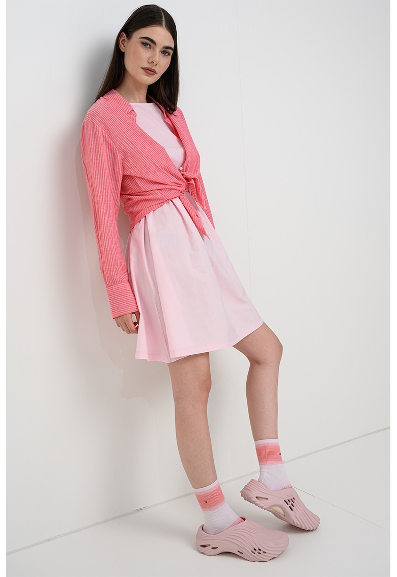Rochie mini din amestec de bumbac organic - Roz deschis