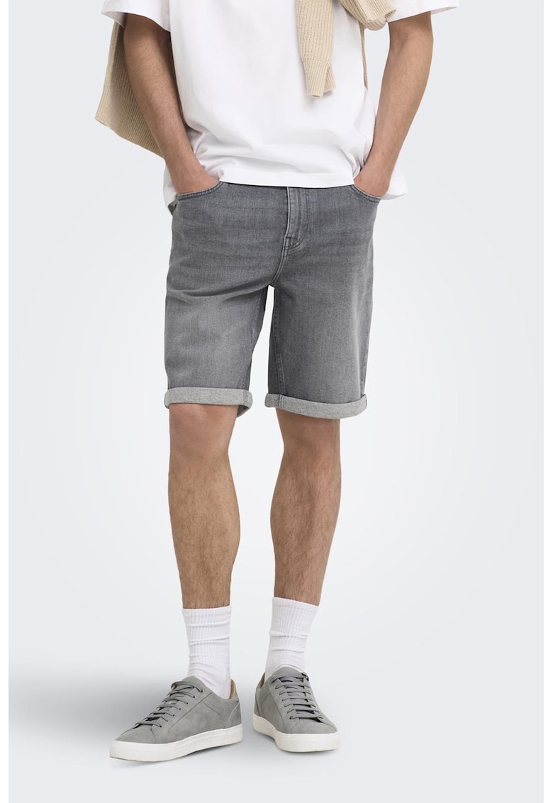 Blugi scurti regular fit Ply - Gri