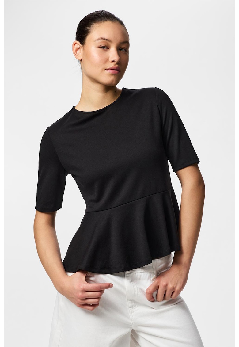 Tricou cu peplum - Negru