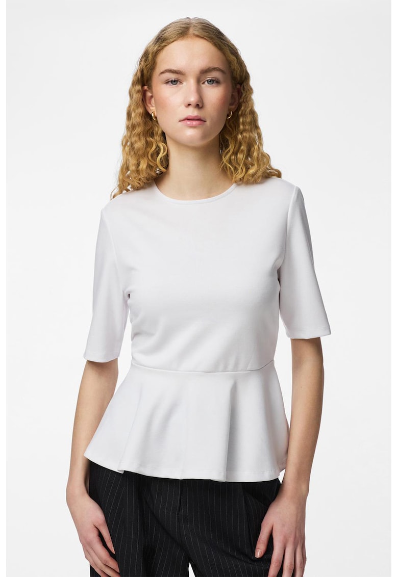 Tricou cu peplum - Alb murdar