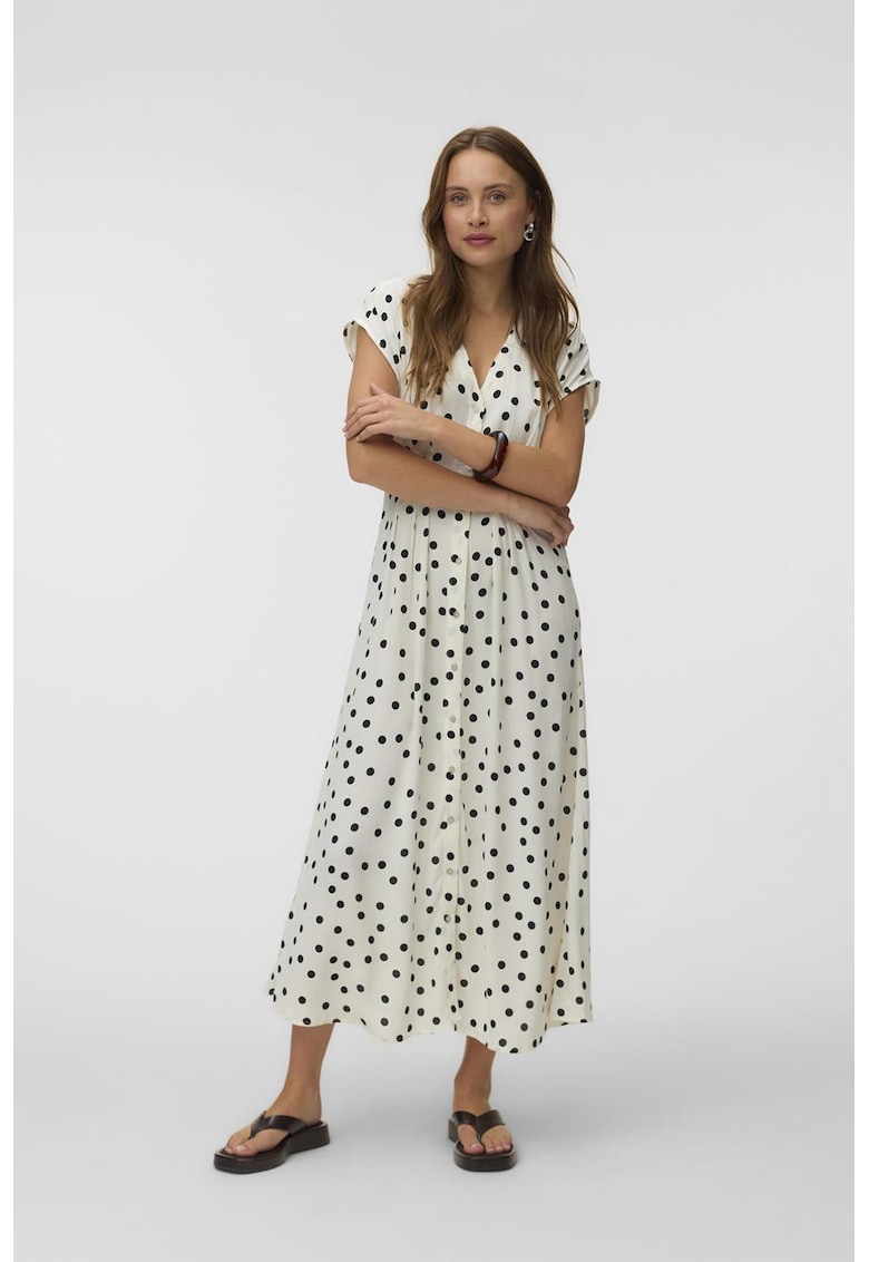Rochie midi cu buline - Alb/Negru