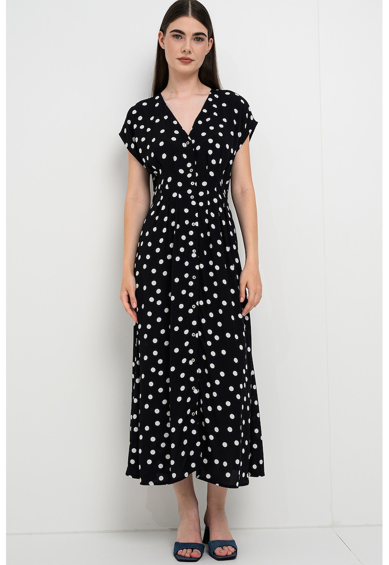 Rochie midi cu buline - Negru/Alb optic