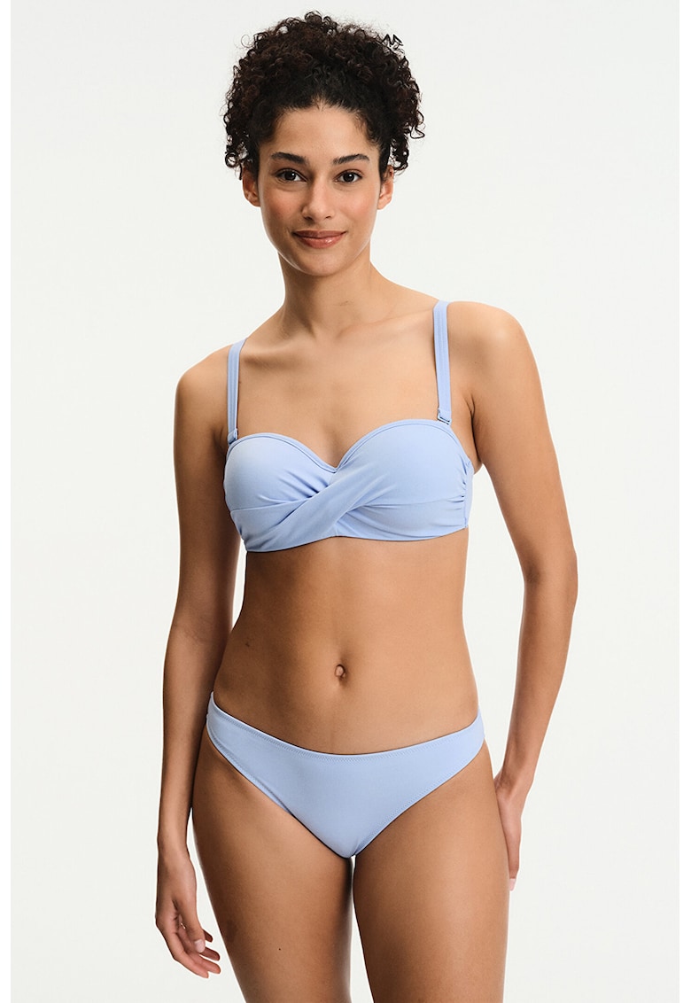 Sutien cu burete si nod frontal - Albastru azur