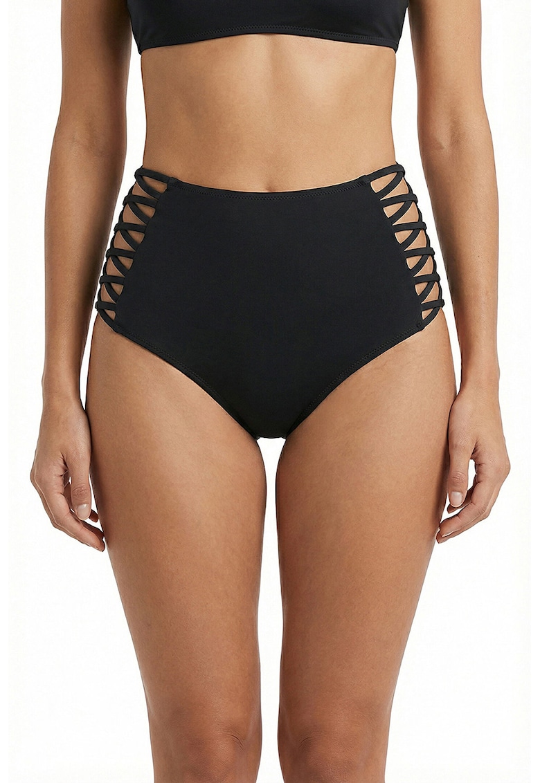 Slip cu talie inalta si bretele incrucisate - Negru