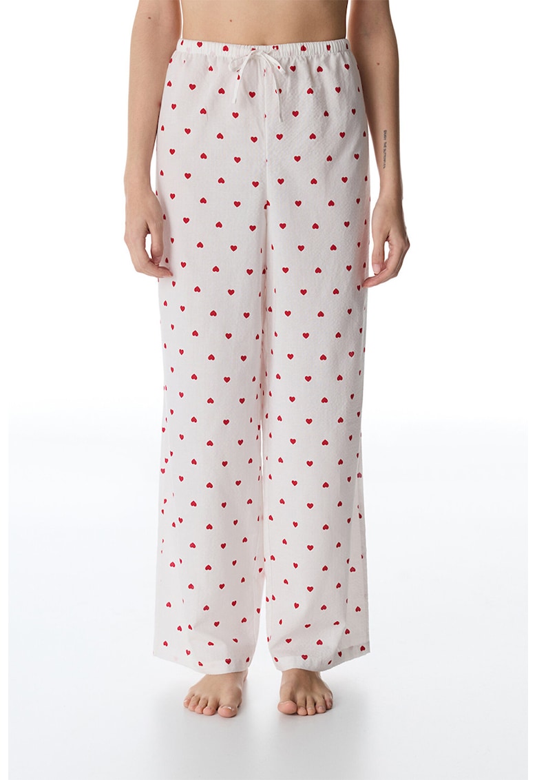 Pantaloni de pijama cu inimi - Rosu/Alb