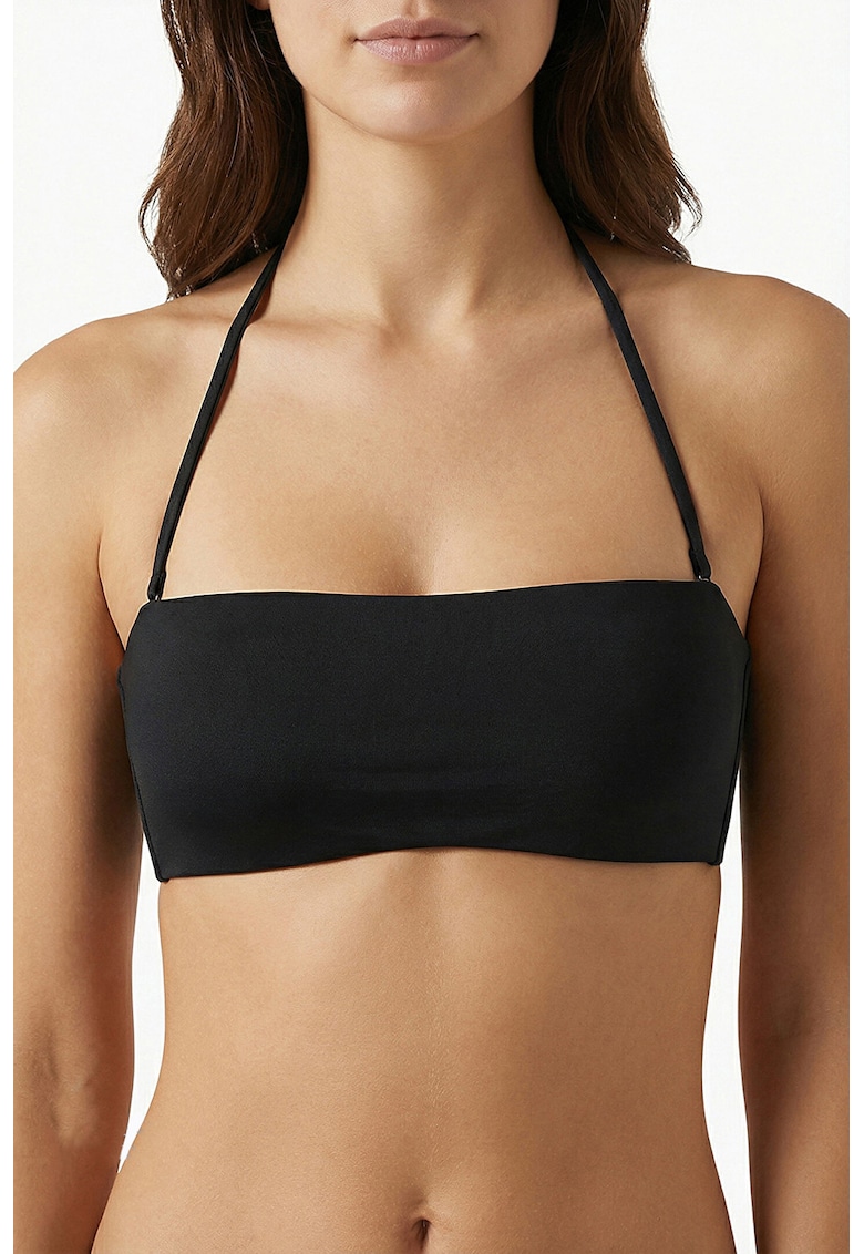 Sutien de baie cu decolteu halter - Negru