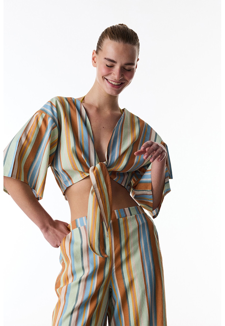 Camasa crop cu dungi - Multicolor