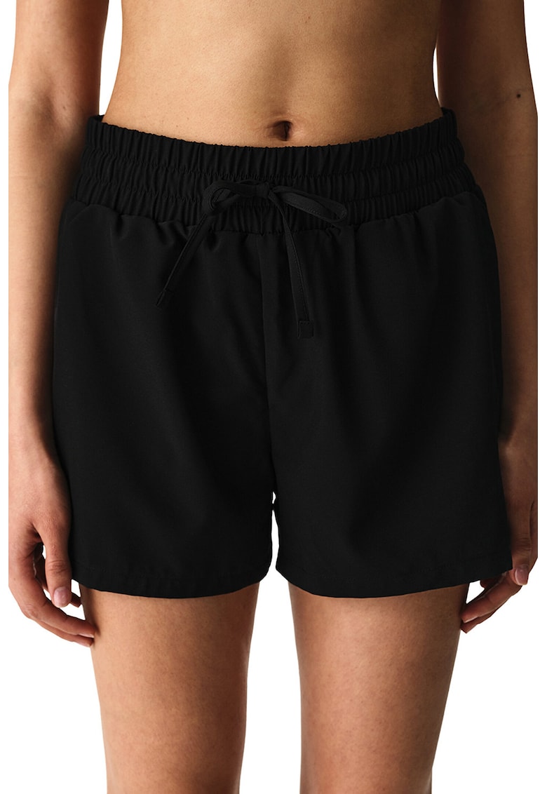 Pantaloni scurti cu snur elastic in talie - Negru