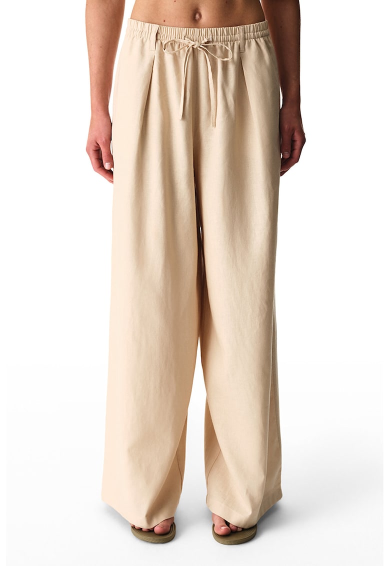 Pantaloni de plaja cu croiala ampla - Crem