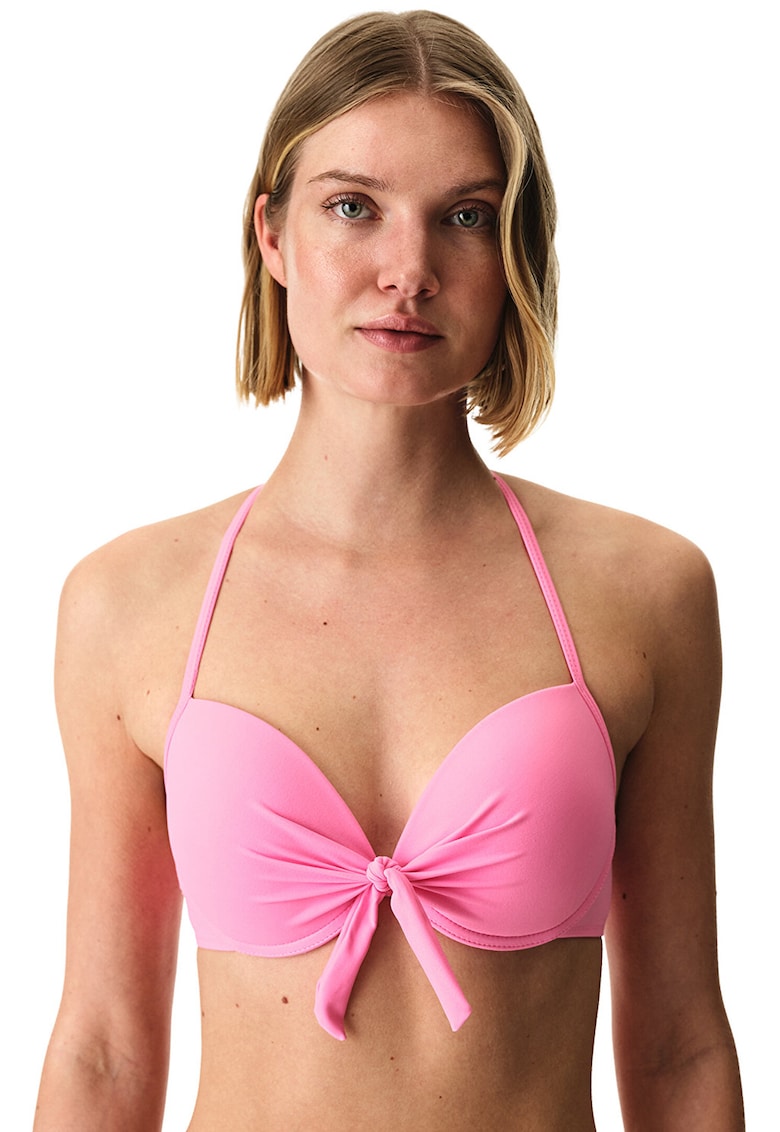 Sutien de baie cu burete si nod frontal - Roz