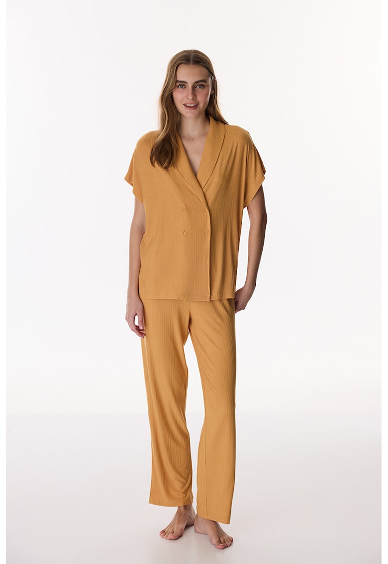 Pijama uni cu pantaloni lungi - Portocaliu inchis