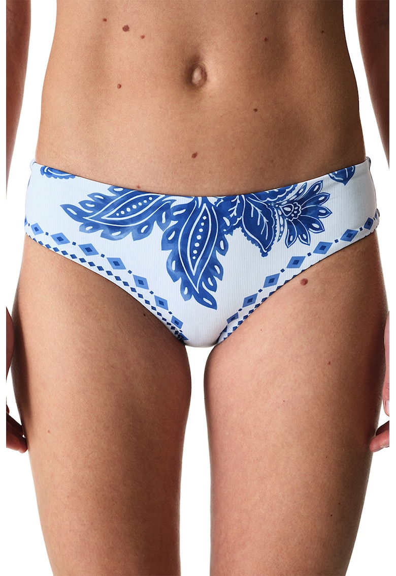 Slip cu talie joasa si imprimeu floral - Alb/Albastru