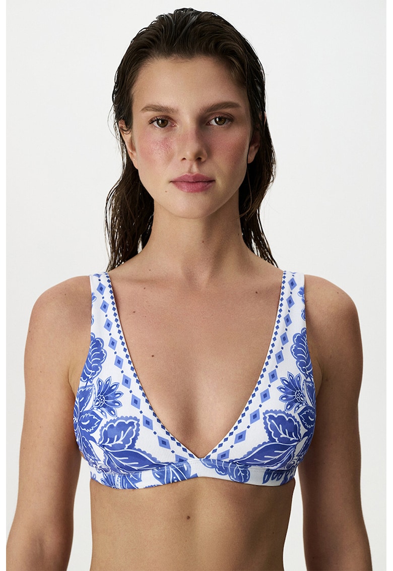 Sutien cu design floral - Alb/Albastru