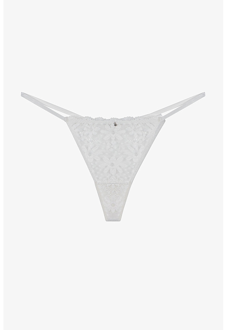Chiloti tanga cu model floral - Gri deschis