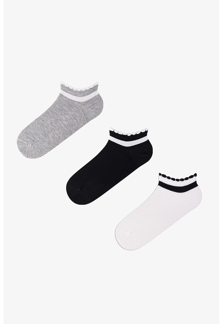Set de 3 perechi de sosete pana la glezna - Alb/Negru/Gri
