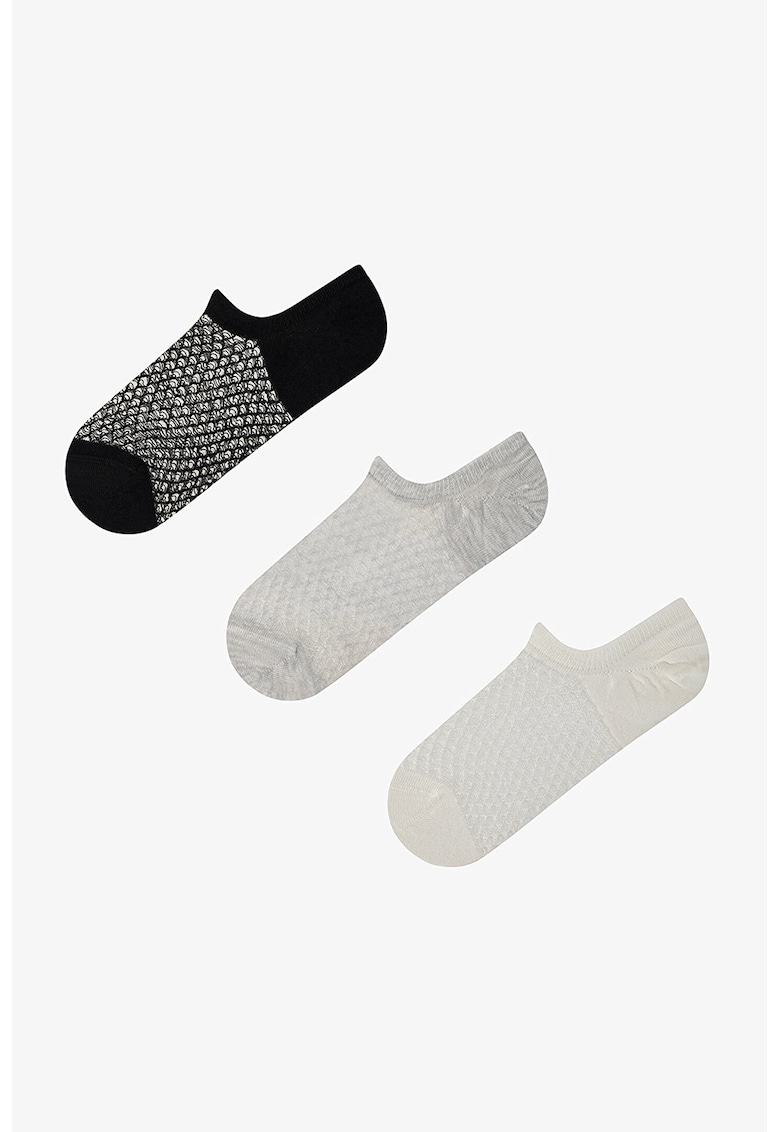 Set de 3 perechi de sosete foarte scurte - Negru/Gri deschis/Grej