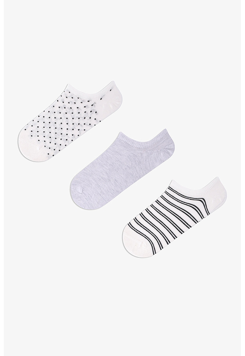 Set de 3 perechi de sosete foarte scurte - Alb/Negru/Violet