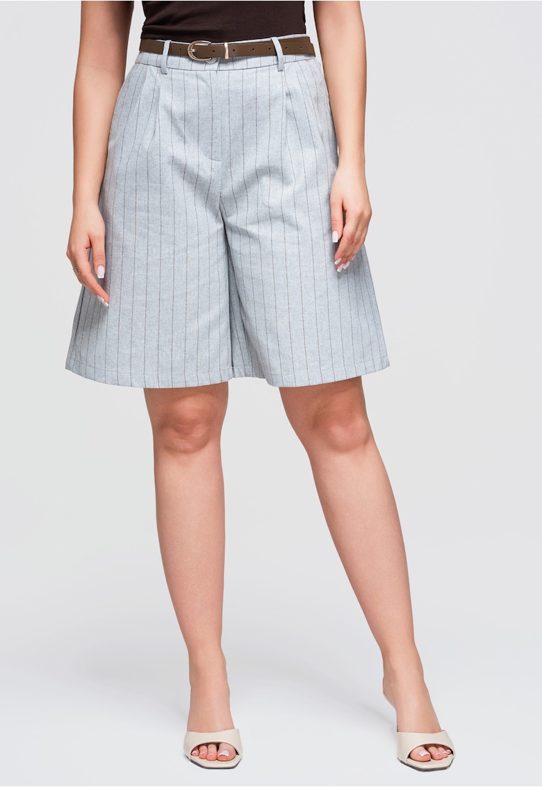 Bermude dama cu talie inalta - pantaloni scurti cu croi lejer OW-ST-E0016 - Gri