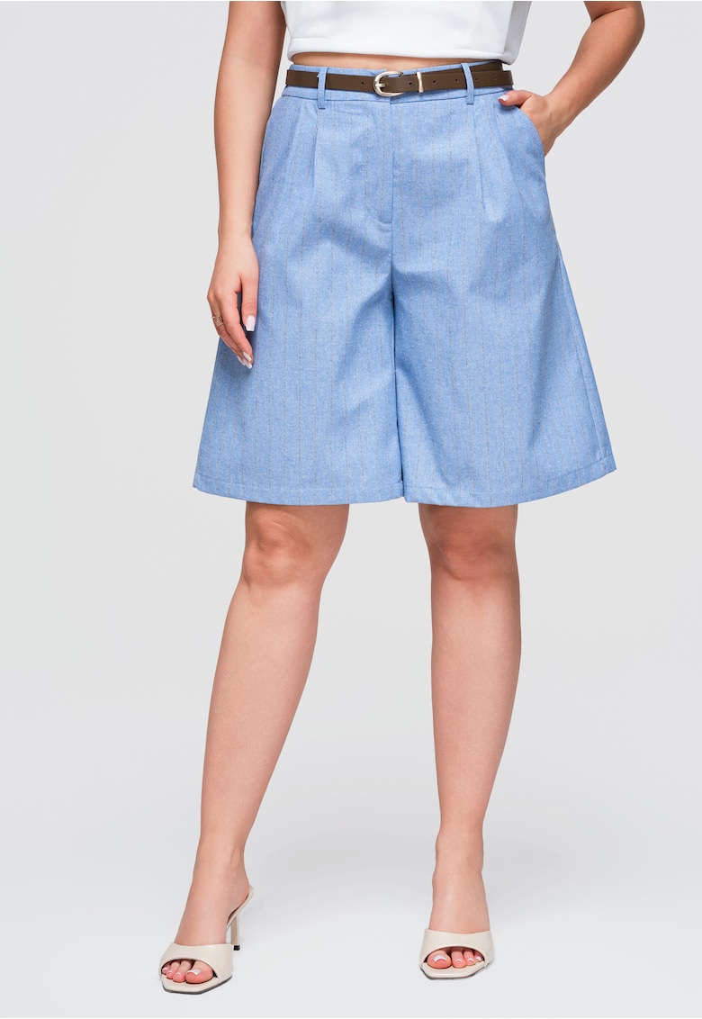 Bermude dama cu talie inalta - pantaloni scurti cu croi lejer OW-ST-E0016 - Albastru