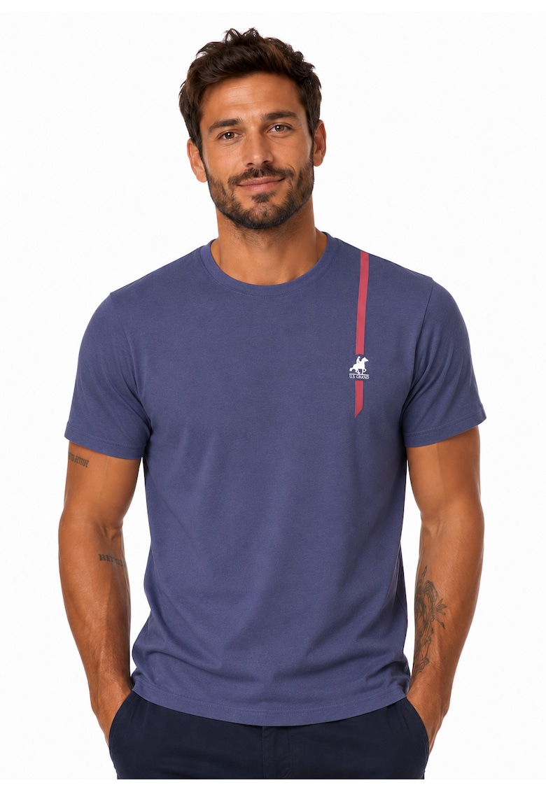 Tricou cu decolteu la baza gatului si detaliu logo