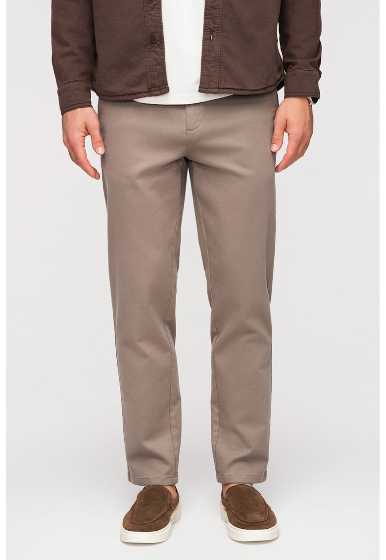 Pantaloni chino slim fit - Maro taupe deschis