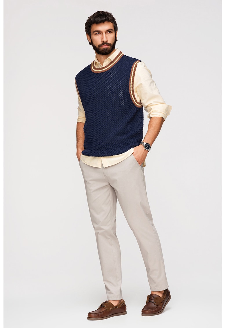Pantaloni chino cu talie elastica - Bej
