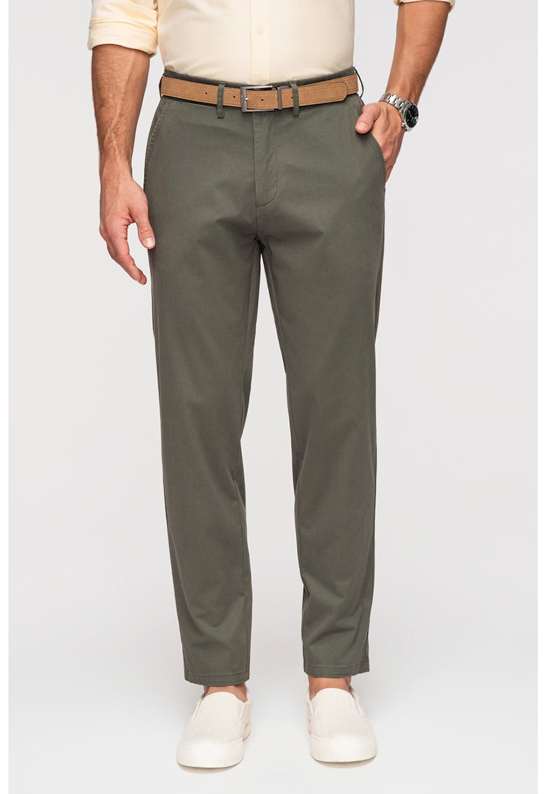 Pantaloni chino cu talie elastica - Kaki
