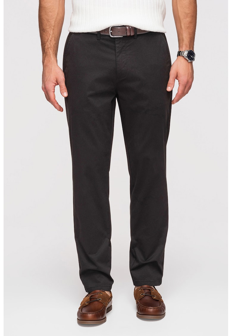 Pantaloni chino cu talie elastica - Negru