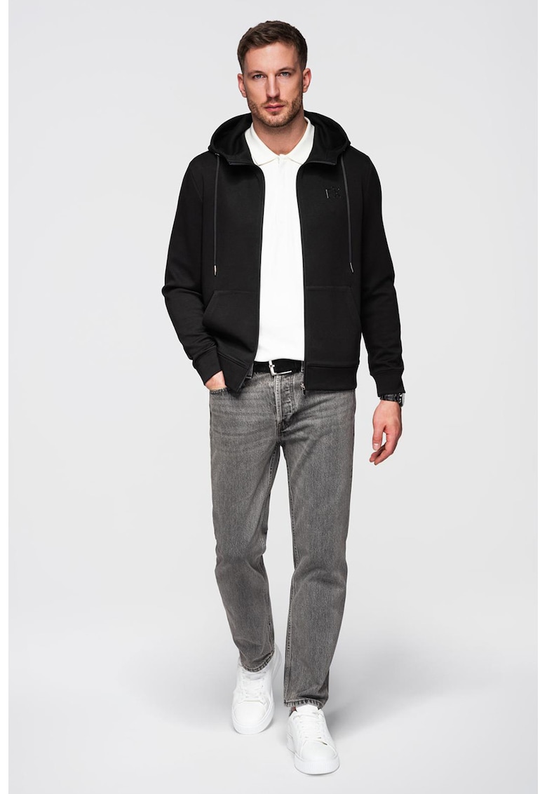 Hanorac regular fit cu fermoar - Negru