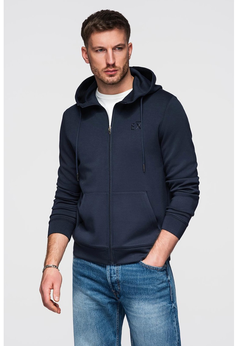 Hanorac regular fit cu fermoar - Bleumarin