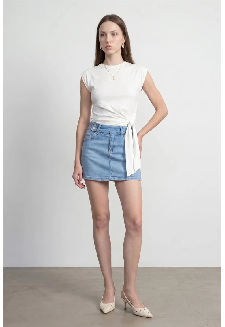 Tricou dama bumbac - fara maneci - guler rotund - alb
